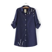 Long Sleeve Cotton Embroidery Tops