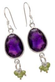 Amethyst Peridot Gemstone Handmade Dangle Earrings