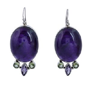 Amethyst Round Peridot Gemstone earring