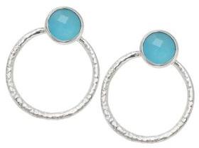 Aqua Chalcedony Gemstone Stud Earrings