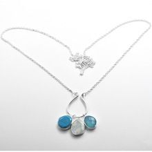 Aqua chalcedony Rainbow moonstone Necklace