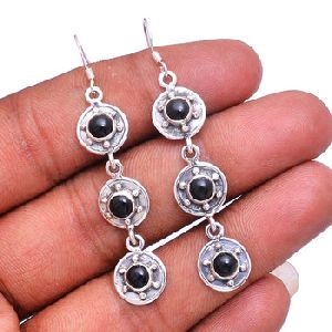 Black Onyx Long Dangle Earrings