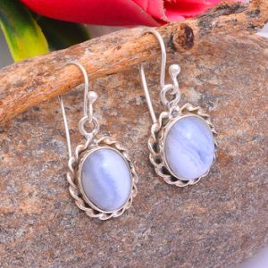 Blue Lace Agate Gemstone earring