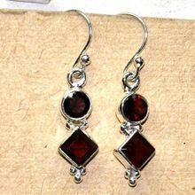 Garnet Gemstone Silver Earring