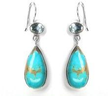 Gemstone Blue Topaz Turquoise Silver Earrings