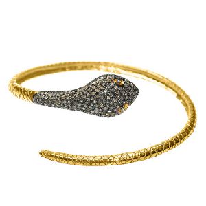 Pave Diamond Snake Design Adjustable Bangle