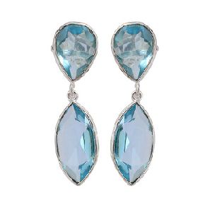 Pear Marquise Shape Blue Topaz Gemstone Earrings