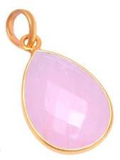 Pear Rose Quartz Silver Gold Pendant