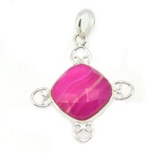 Pink Banded Agate Gemstone Unique Pendant