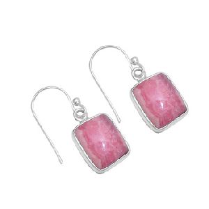 Pink Oval Hook Dangle Earrings