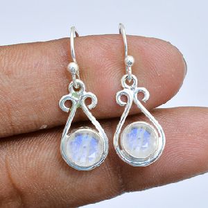 Plain Rainbow Moonstone Earrings