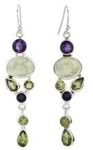 Prehnite Amethyst Peridot Gemstone Earrings