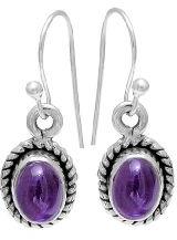 Purple Cabochon Amethyst Gemstone Earrings