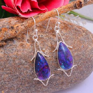 Purple Pear Copper Earrings