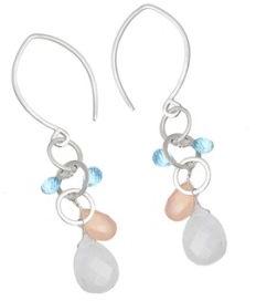 Rainbow Moonstone Blue Topaz Pear Shape Earrings