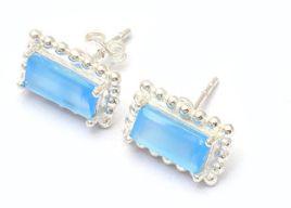 Rectangle Shape Blue Quartz Gemstone earring