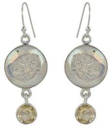 Round Citrine Druzy Gemstone earring