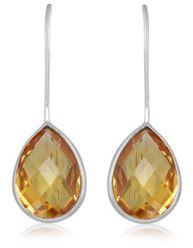 Silver Citrine Gemstone Wire Earrings