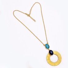 Sterling gold Plating Turquoise Charoite pendant chain