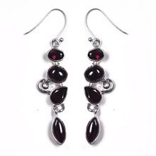 Topaz Natural Garnet Sterling Silver Earrings