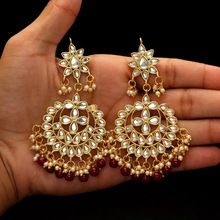 Maroon Color Imitation Pearl Kundan Earring