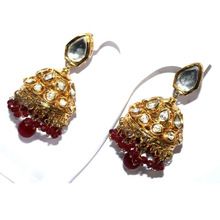 Sterling Silver Gold Overlay Polki Earring