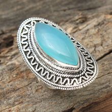 Aqua Chalcedony Gemstone Ring