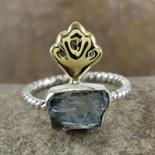 Aquamarine rough gemstone ring