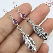 gemstone leaf earring