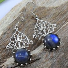 silver labradorite gemstone earring