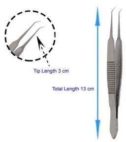 Hair Transplant Stainless Steel Forceps Angled 13 cm/5