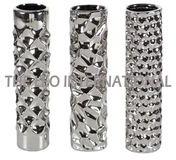 designer pattern bottle look metal flower vase