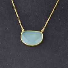 Aqua chalcedony Gemstone Necklace