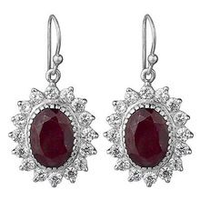 Ruby And CZ Gemstone Earrings