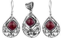 Ruby Pendant Earring Set