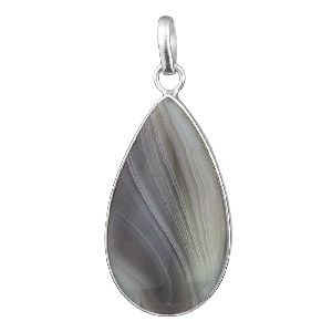 silver botswana agate pendant