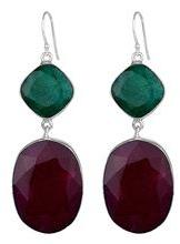 silver emerald ruby earring