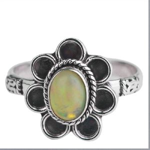 Silver ethiopian opal Ring
