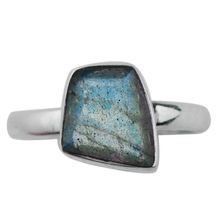 silver fire labradorite ring