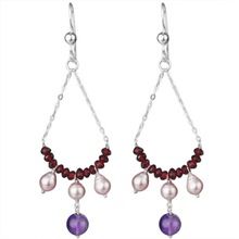 silver multigem beads earring