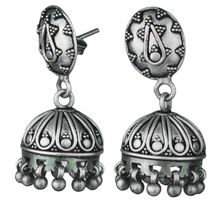 silver oxidized jhumki earrings