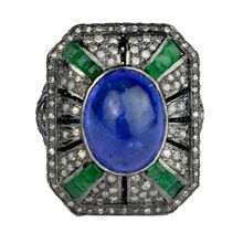 Tanzanite Emerald Diamond Ring