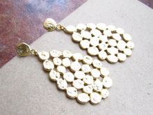 Gold Metal Textured Hammered Cluster Dangling earing