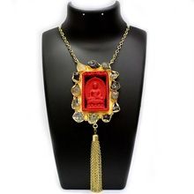 Lord Buddha Carving Surriunded With Rough Stone Necklace