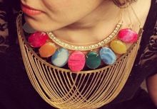 Multi-color Window Druzy Long Chain Choker