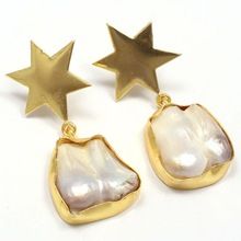 Uneven Shape Pearl Oyster Pearl Star Cap earing