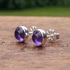 Amethyst Stone Bead Gemstone Earring