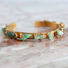 Emerald Cuff Raw Stone Bracelet