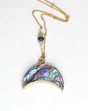 Half Moon Nature Abalone Peacock Sea Shell pendant