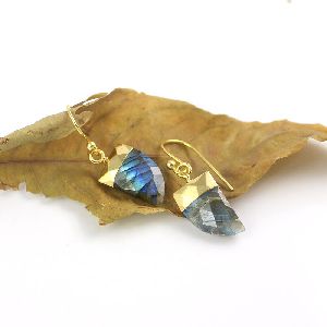 Labradorite Stone Horn Teeth Earring